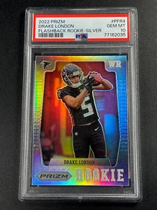 DRAKE LONDON 2022 PANINI PRIZM #4 FLASHBACK SILVER ROOKIE RC PSA 10 GEM FALCONS - Picture 1 of 6