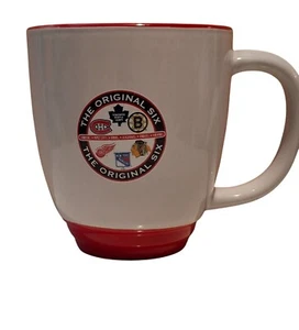 The Original Six NHL Ceramic Mug White & Red Hockey Teams Graphic - Picture 1 of 5