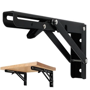 1-2 x Folding Shelf Heavy Duty Stainless Steel Brackets Collapsible Wall Mounted - Picture 1 of 17