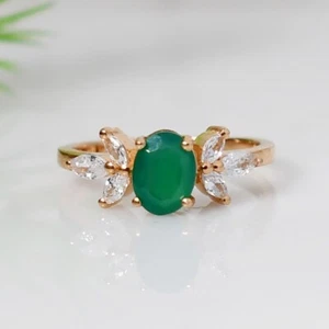 Natural Green Onyx Ring, 925 Sterling Silver Statement Ring, Women Ring - Picture 1 of 3