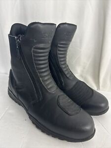 Bilt Pro Tourer Mens Size 12 Motorcycle Boots Black Leather Double Zip WP