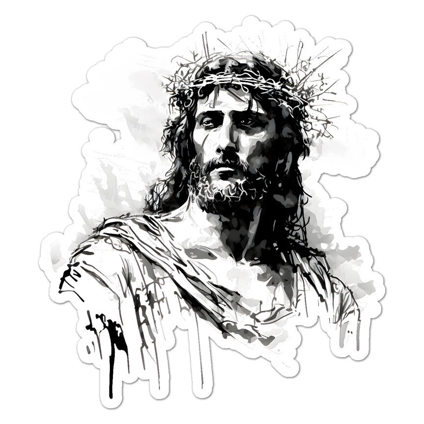 SMOKING GUN DECALS Jesus Crown Thorns , Vinyl Decal Sticker, Indoor Outdoor, 3 Sizes, #9939