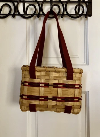2004 Small Red Hanging Tote Carry Basket w/ Straps Signed "JRKS" #383 Cover