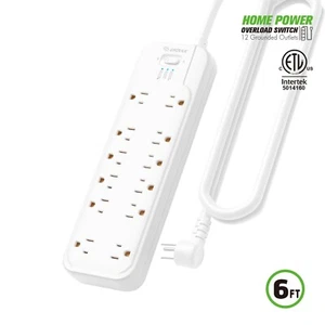 Heavy Duty Power Strip with 12-Outlet Surge Protector 6FT for Home and Office - Picture 1 of 7