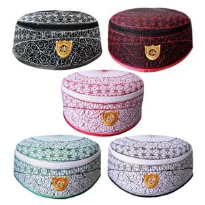 Muslim Prayer Cap Islamic Boy Kid Kufi Hat Islam Men Headware Ramadan Eid Gift - Picture 1 of 15