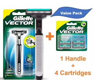 Gillette Atra Plus Razor Handle (Vector) + 4 Cartridge for perfect & clean shave - Picture 1 of 9