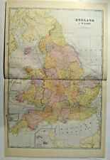 1908 England & Wales XL 14 x 23 inch Crams Color M80 Beautiful & Frameable M81