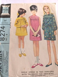 50s Vintage McCall's Pattern 5291 Girls Dress Two Versions With Smocking Sz 8 - Picture 1 of 2
