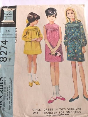 50s Vintage McCall's Pattern 5291 Girls Dress Two Versions With Smocking Sz 8 - Image 1 of 2