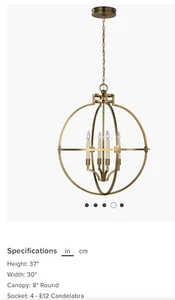 Chapman & Myers Lexie 30” Polished Nickel Globe Lantern Chandelier - Picture 1 of 5