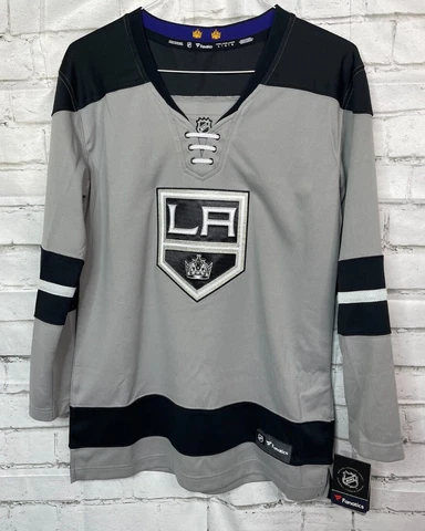 NWT Fanatics NHL LA Kings Breakaway Gray/Black Hockey Jersey - Women's Size L Cover