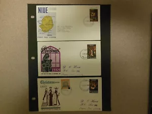 Three Covers: 1967, 1969, 1970  NIUE CHRISTMAS ISSUE FDC'S to NZ - Picture 1 of 2