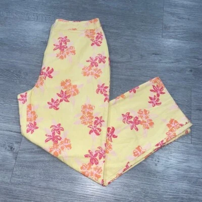 Lilly Pulitzer Women’s 4 Tropical Floral Cropped Pants Lined Straight Leg Cotton - Image 1 of 4