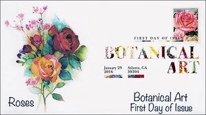 2016, Botanical Art, FDC, Digital Color Postmark, Roses, 16-027 - Picture 1 of 1