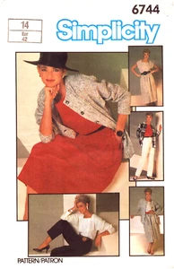 Simplicity 6744-Misses Pants-Skirt-Unlined Jacket &Top- 18 Pieces- 14  UNCUT/ FF - Bild 1 von 4