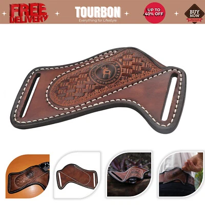Tourbon Leather Folding Knife Blade Sheath Belt Pouch EDC Trapper Knives Pocket - Image 1 of 4