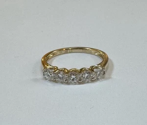 080 Ct Round Cut 5 Stones Lab Grown Diamond Eternity Band Ring 14K Yellow Gold - Picture 1 of 18