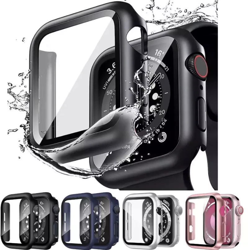 For Apple Watch Case Series SE 4 5 6 7 8 9 10 11 Glass Screen Protector Cover - Image 1 of 2