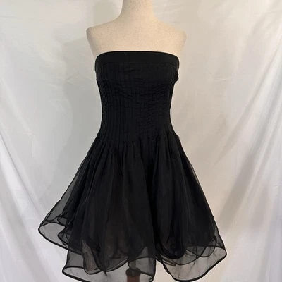 Mini vestido de festa Jill Stuart coquetel 100% seda sem alças tamanho 2 - Imagem 1 de 4