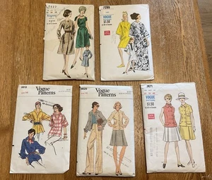 Lot Of 5 Vintage Vogue Patterns Size 16 Dress Blouse Caftan Suit Cut & Uncut  - Picture 1 of 12