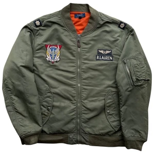 Polo Ralph Lauren Flight Jacket MA-1 Military Patch Bomber Jacket Mens 2XB - Picture 1 of 15