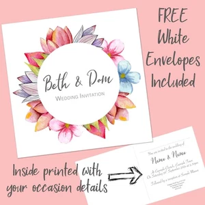 Personalisierte Hochzeitseinladungen zur Tageszeremonie rosa Blumen gefaltete Einladungen - Bild 1 von 4