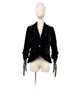 Women's DOLCE & GABBANA Corduroy Wool Blazer Jacket One Button Black Size S - Picture 1 of 10