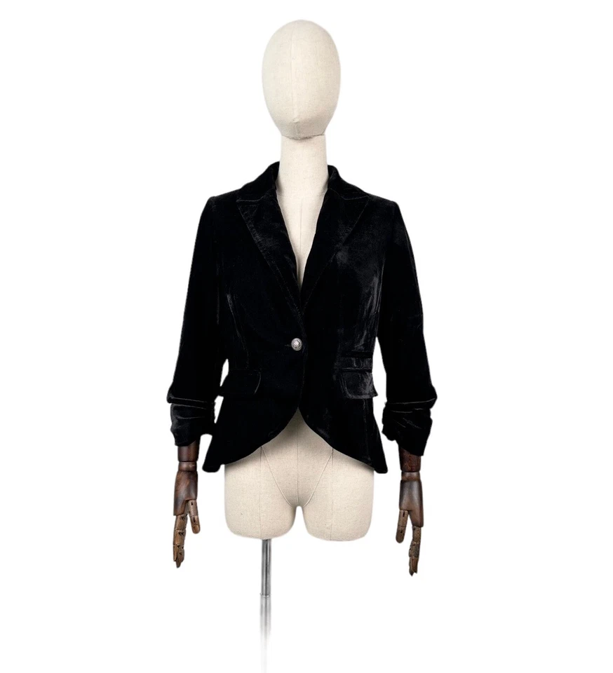 DOLCE & GABBANA Corduroy Wool Blazer Jacket Women's One Button Black Size S - Image 1 of 4