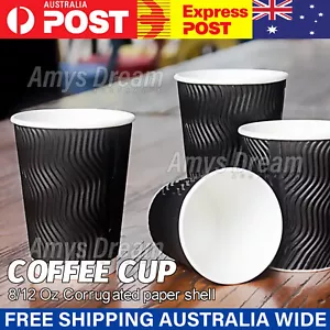 Disposable Coffee Cups With Lids 8OZ 12OZ Thicken Paper Takeaway BPA Free MEL - Picture 1 of 17