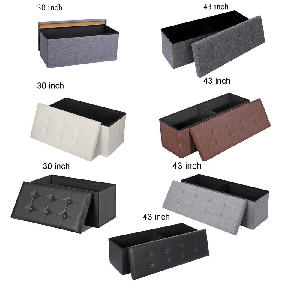 Folding Storage Ottoman Bench Storage Chest Footrest Padded Seat with Storage - Image 1 of 1