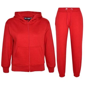 Kids Plain Tracksuit Hoodie Red Nose Day Jogging Suit for Girls Boys 2-13 Years - Picture 1 of 9