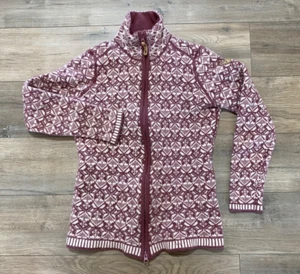Cardigan da neve Fjallraven donna M lana full zip Fair Isle maglione maglia rosa - Foto 1 di 10