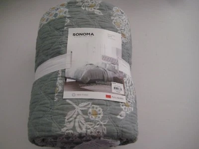 SONOMA GOODS FOR LIFE Reversible Quilt Mineral Green FULL/QUEEN 100% COTTON $159 - Image 1 of 4