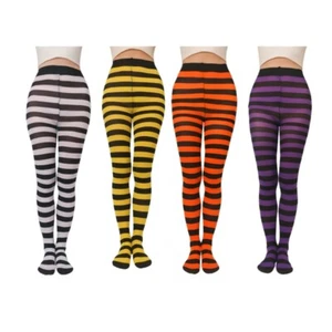 Striped Tights Elastic Breathable Striped Leggings Full Length Tights Leggings - Picture 1 of 12