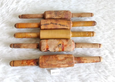 Antik Handmade Brot Bakers Holz Rolling Pin Rustikal Küche Dekor 5Pcs WN437 - Bild 1 von 4