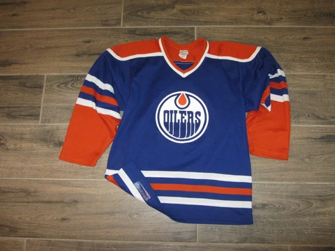 Edmonton Oilers Maska CCM NHL Hockey Jersey Vintage Retro Rare Small Blue Orange Cover