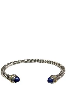 David Yurman Sterling Silver Cable Bracelet With 18K Gold And Blue Lapis - Picture 1 of 4