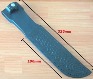 LEATHER BELT POUCH SHEATH - FIXED BLADE KNIFE TOOL - BLACK COWHIDE + BELT LOOP - Picture 1 of 1