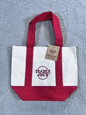 TRADER JOE'S NEW Trader Joe’s Mini Canvas Tote Bag RED 🔴 Reusable Limited Edition Red