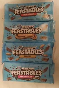 Mr Beast Feastables 4 pack. Milk Choc., Peanut Butter, Almond, Crunch 2.1oz Bars - Picture 1 of 1