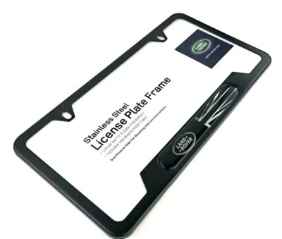 New Land Rover Black Union Jack Matte Stainless Steel Vanity License Plate Frame - Image 1 of 4