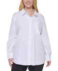 Calvin Klein Jeans Women's Size 2X Plus White Trendy Button-Up Shirt