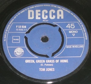 Tom Jones Green Green Grass Of Home 1966 Mono Holland Import 7" Unpunched Center - Imagen 1 de 2