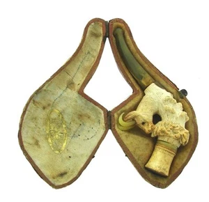 ANTIQUE VINTAGE C.1900 VICTORIAN PIPE IN BOX CASE UNIQUE COLLECTIBLE  - Picture 1 of 7