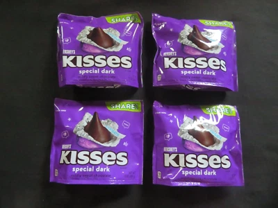 (4) Bags Of Hershey's Kisses Special Dark Chocolate 10 Oz Each Share Pack ! - Image 1 of 2