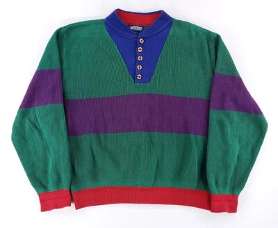 Suéter de Algodón Henley de 5 Botones Lands End Bloque de Color Hecho en EE. UU. Para Hombres L Foto 1 de 4