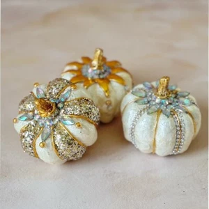 Capiz Ivory Jeweled Pumpkin | Mini | 3er Set - Bild 1 von 24
