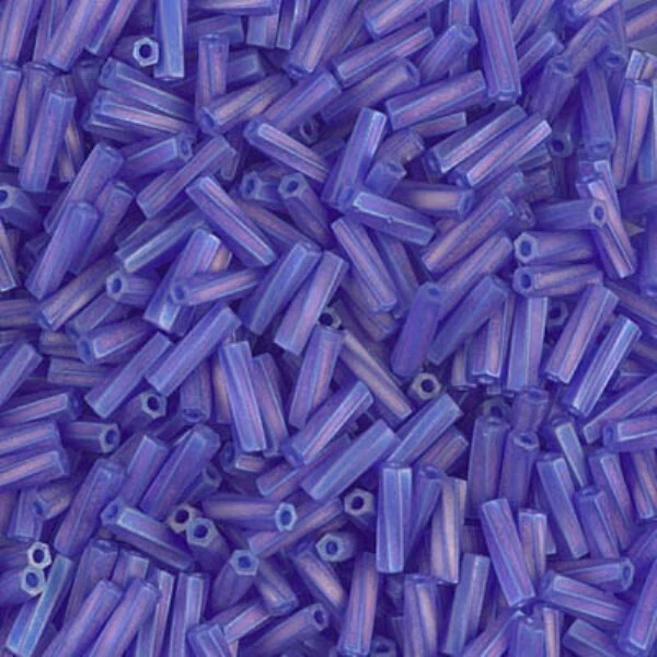 Miyuki Twisted Bugle Beads 6mm 17.5GM Matte Cobalt AB - Image 1 of 1