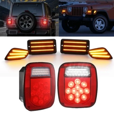 Luces traseras LED + luz de señal de giro marcador lateral de parachoques para Jeep Wrangler TJ 97-06 Foto 1 de 4