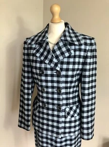 Mondi City Vintage Blue Black gingham check wool blazer jacket & skirt suit - Picture 1 of 22